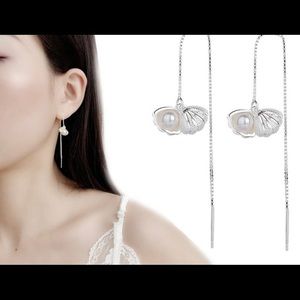 NWT - Shell and pearl threader earrings
